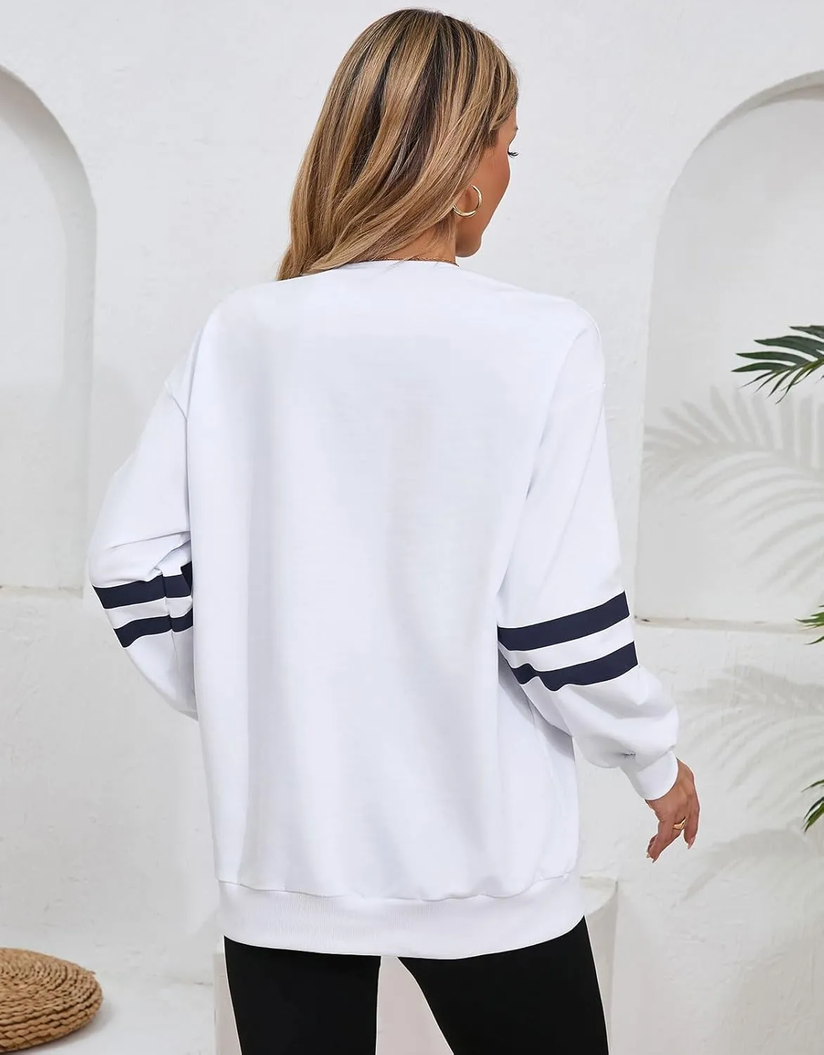 Women's Long Sleeve V Neck Colorblock Sweatshirts Loose Casual Patriotic flag Pullover Shirt