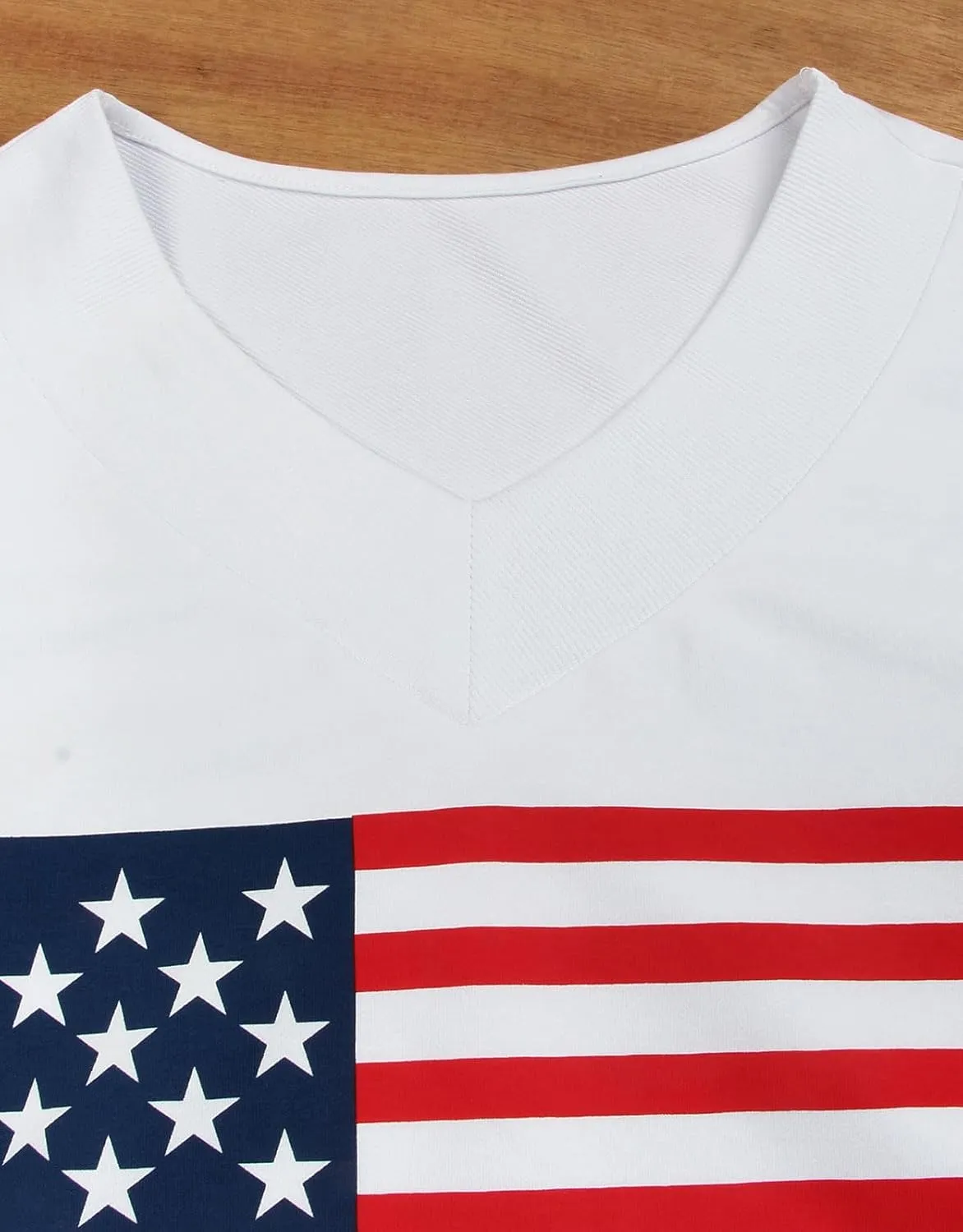 Women's Long Sleeve V Neck Colorblock Sweatshirts Loose Casual Patriotic flag Pullover Shirt
