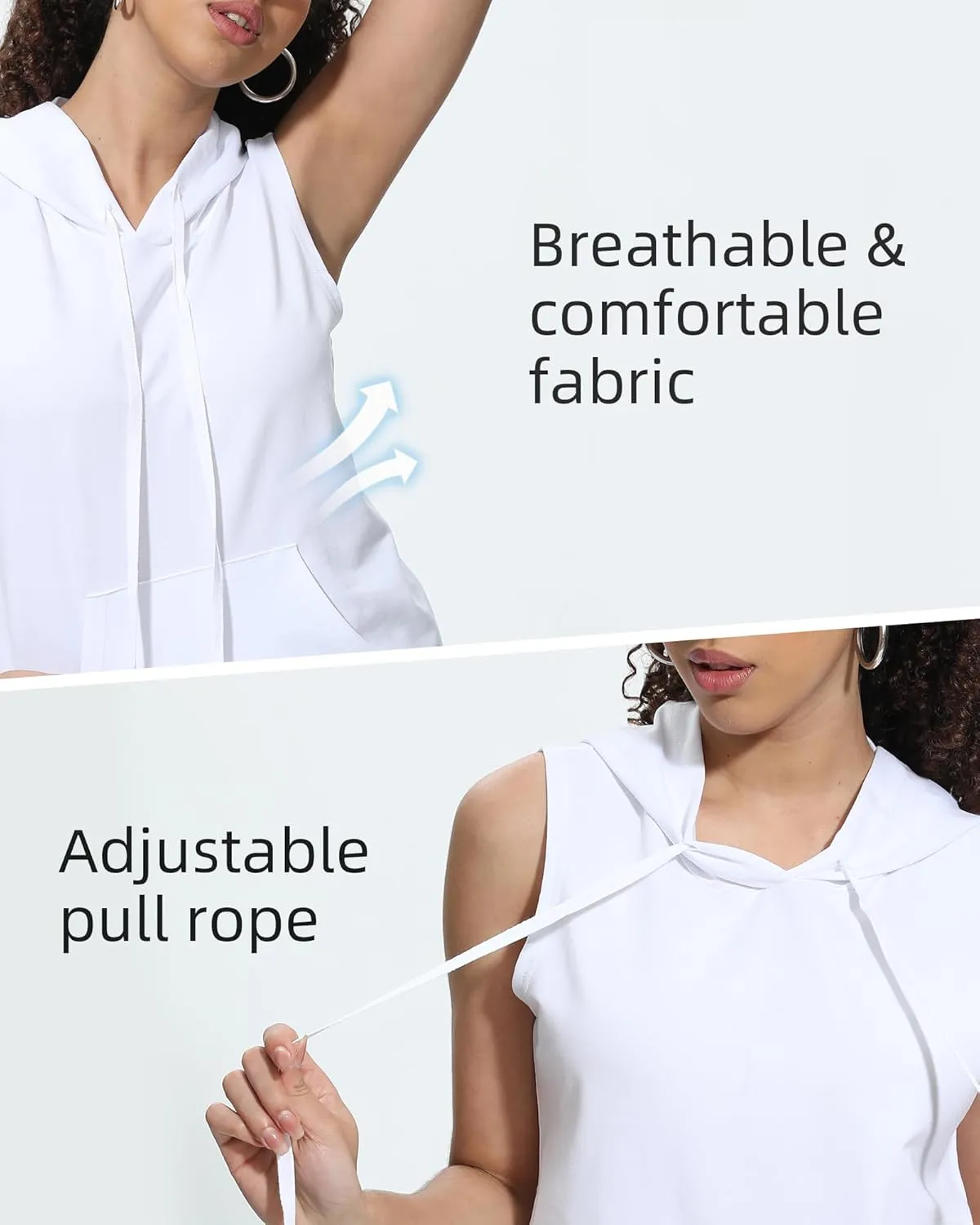 Xeoxarel Women's Sleeveless Tank Top Hoodies Vest with Pockets (S-XL)