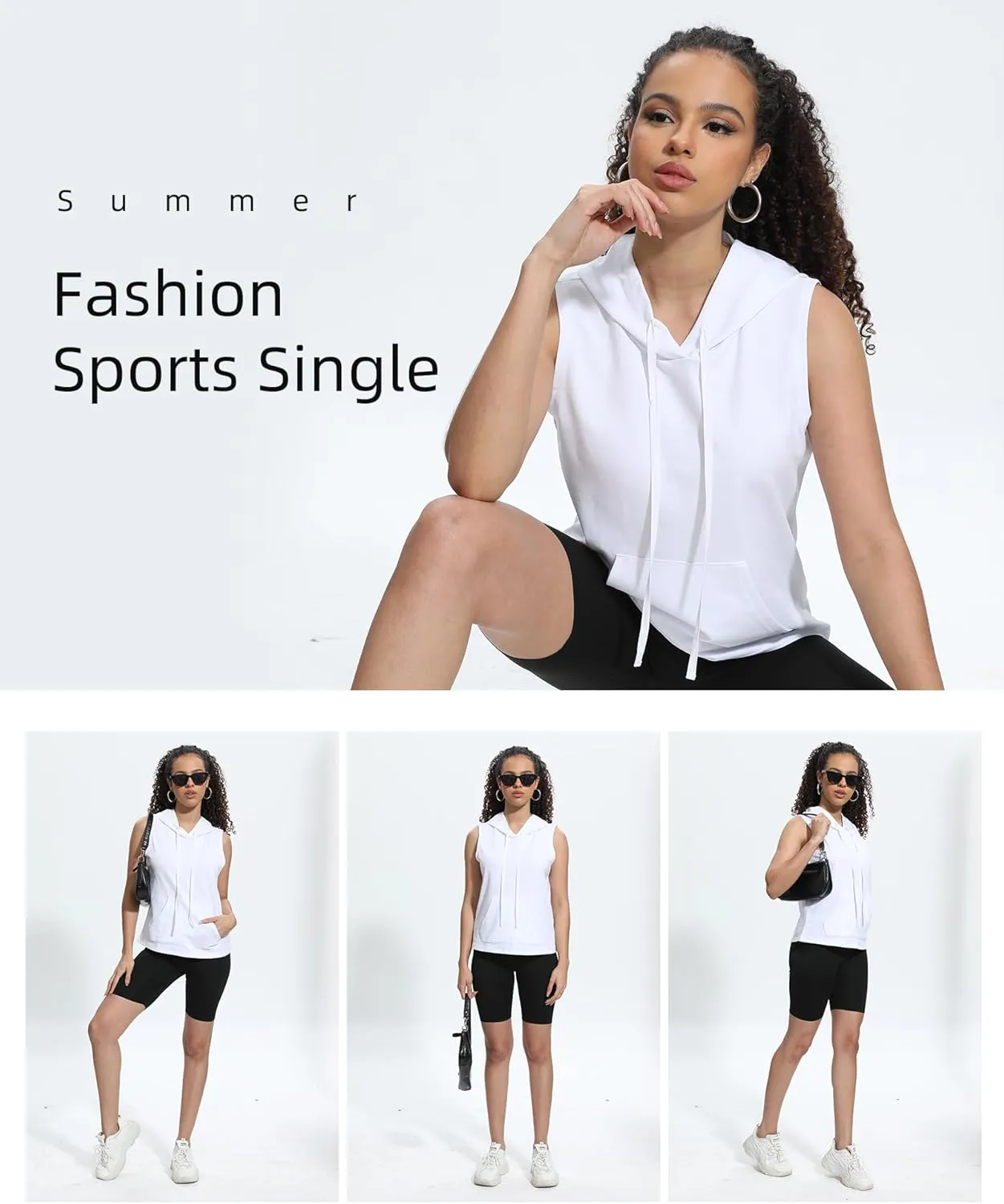 Xeoxarel Women's Sleeveless Tank Top Hoodies Vest with Pockets (S-XL)