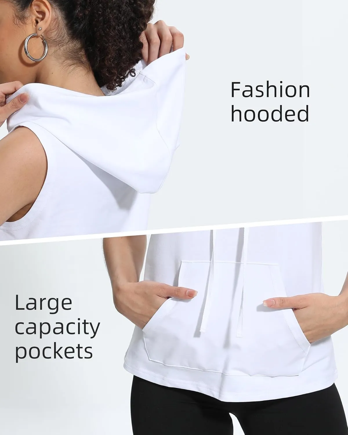Xeoxarel Women's Sleeveless Tank Top Hoodies Vest with Pockets (S-XL)